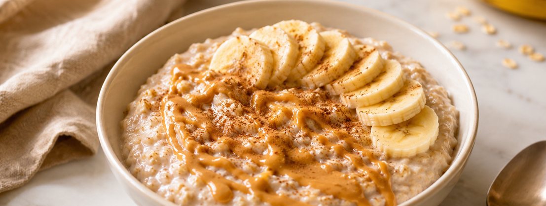 Protein Oatmeal Bowl with Banana and Peanut Butter